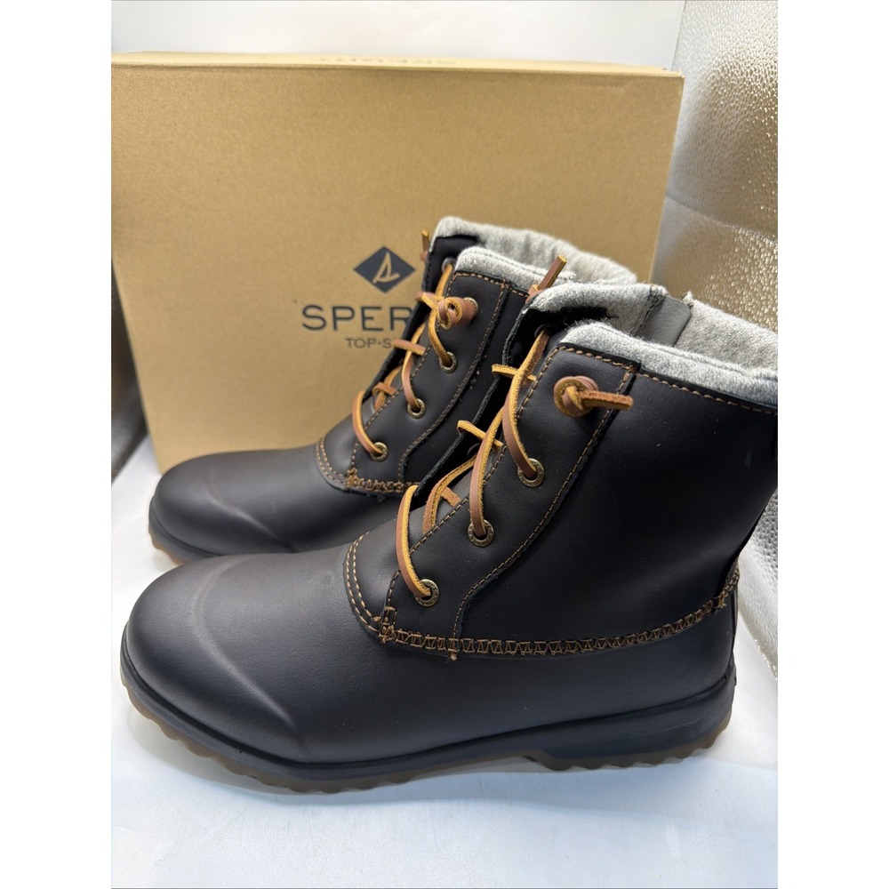 Sperry Maritime Repel Waterproof Women's Black Lace-Up Zip Wool Lined Size 8 NIB
